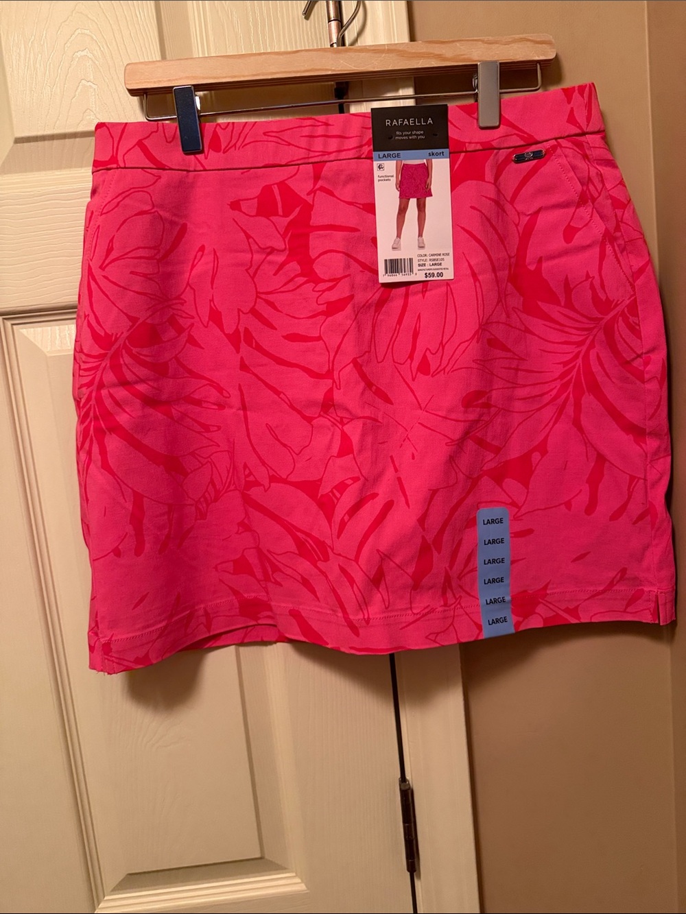Rafaella Hot Pink Leaf-Print Skort